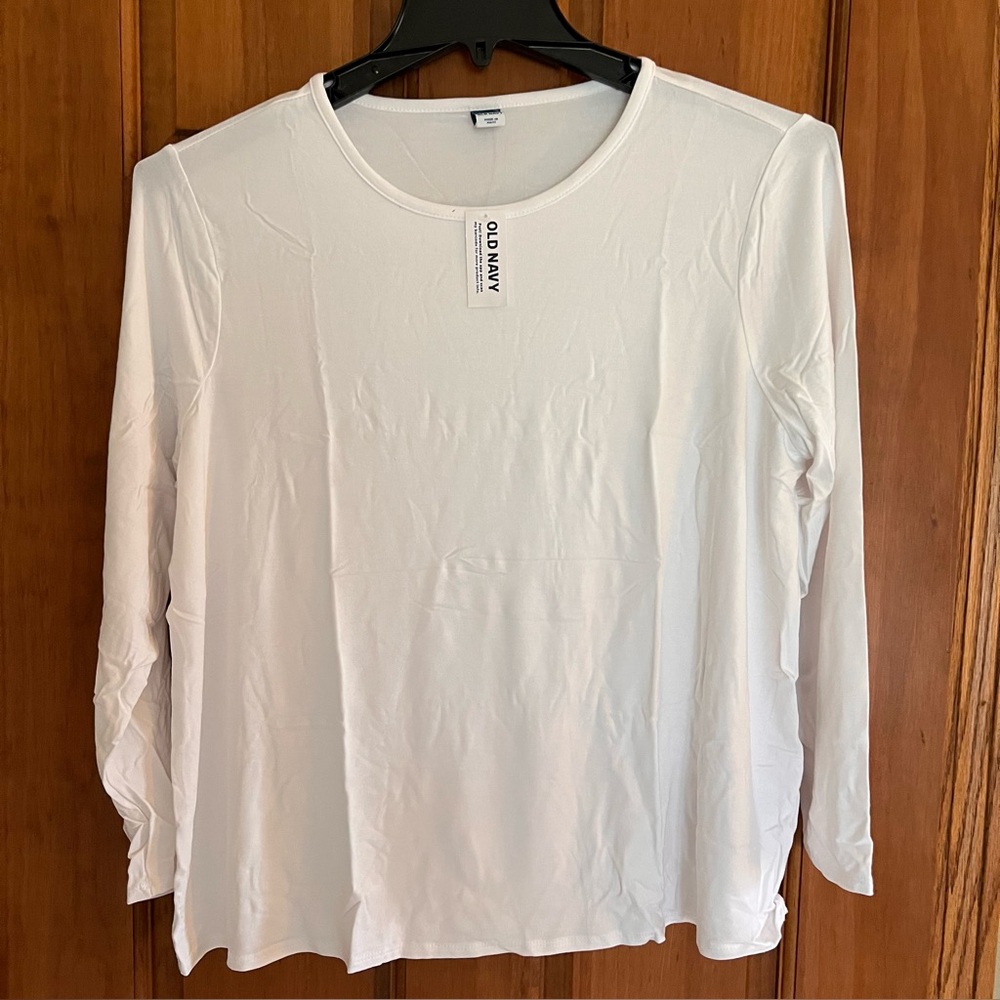 Old Navy Women's Luxe White Long Sleeve T-shirt-LP